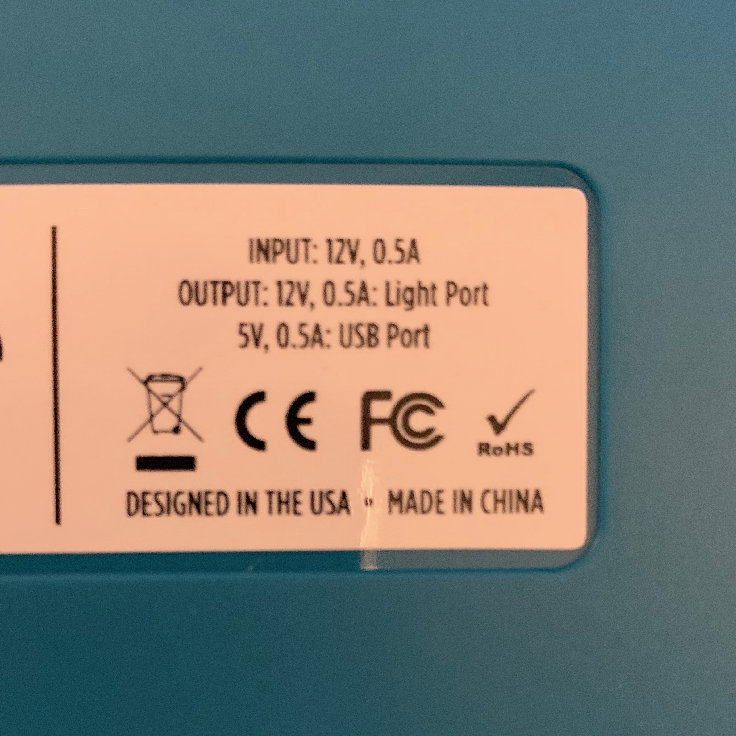 Controller specifications label
